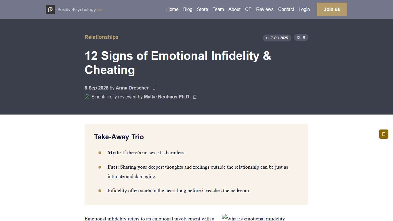 12 Signs of Emotional Infidelity & Cheating